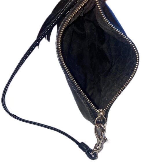 Coach Small Black Leather Wristlet Top Zip Closure Adjustable Strap 7"x4.5" EUC - Picture 10 of 14